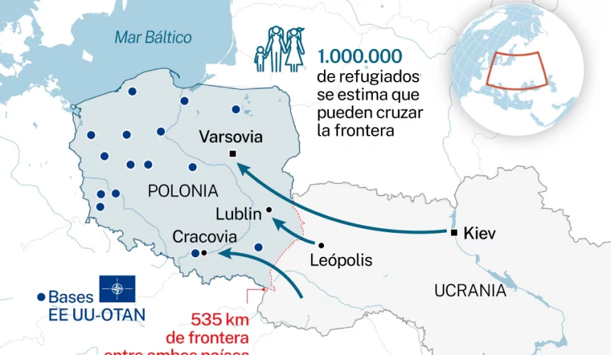 Ucrania: refugiados en la frontera con Polonia